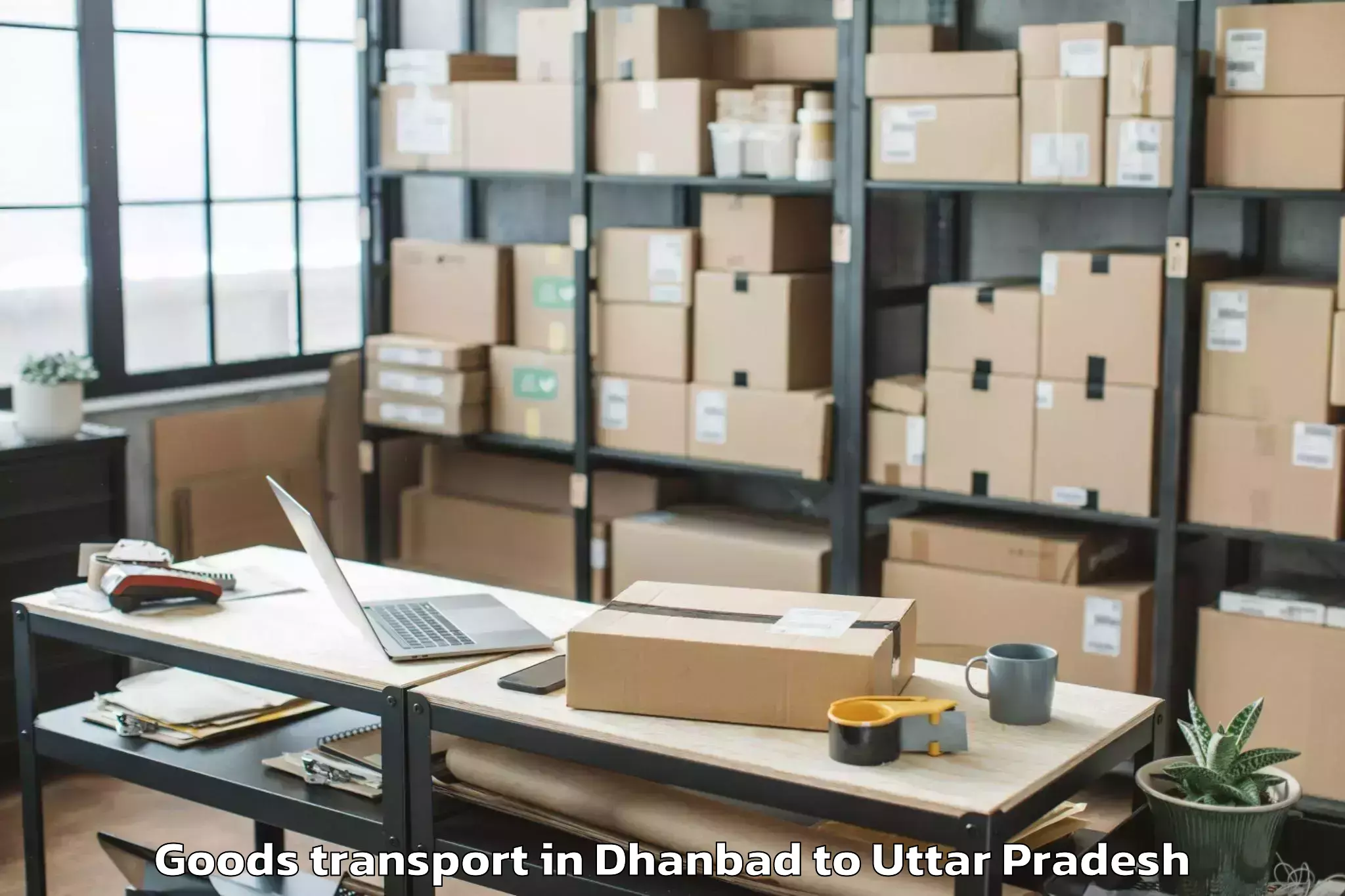 Comprehensive Dhanbad to Bakewar Goods Transport